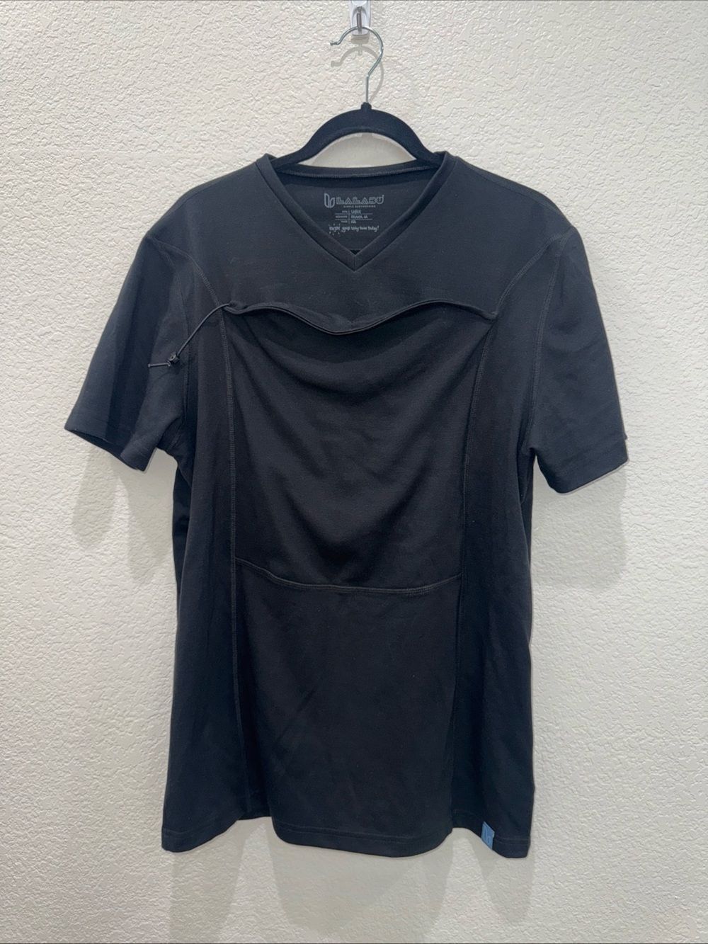 Lalabu Soothe Shirt Black Babywearing Nursing Carrier Tee Large Made in USA